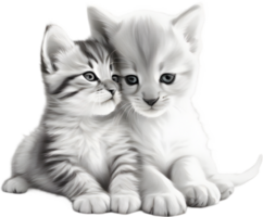 Kitten and puppy share a heartwarming cuddle. AI-Generated. png