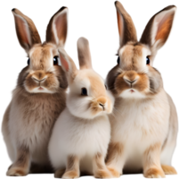 Adorable rabbit family poses for a portrait. AI-Generated. png