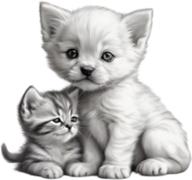 Kitten and puppy share a heartwarming cuddle. AI-Generated. png