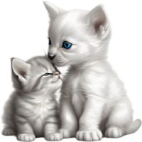 katje en puppy delen een hartverwarmend knuffel. ai-gegenereerd. png