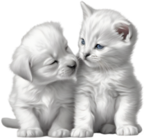 Kitten and puppy share a heartwarming cuddle. AI-Generated. png