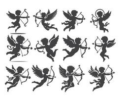 Cherub Cupid Icon Set with Bows vector