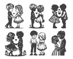 Cute Couple Illustrations in Romantic Poses vector