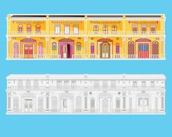 Vibrant Yellow Traditional Building Illustration vector