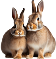 Adorable rabbit family poses for a portrait. AI-Generated. png