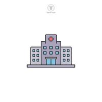 hospital edificio icono. médico o cuidado de la salud tema símbolo ilustración aislado en blanco antecedentes vector