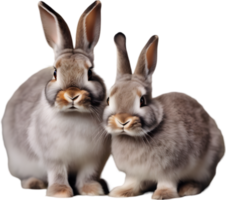 Adorable rabbit family poses for a portrait. AI-Generated. png