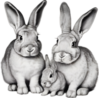 Adorable rabbit family poses for a portrait. AI-Generated. png