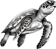 majestuoso mar Tortuga se desliza en agua. ai-generado. png