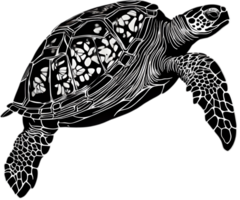 Majestic sea turtle glides in water. AI-Generated. png