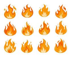 Fire sign set. Fire flame icon collection isolated on white background. vector