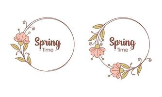 Spring Time Doodle Floral Frames with Fresh Flower Vintage Concept vector