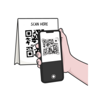 Barcode qr Scan mit Telefon transparent Hintergrund png