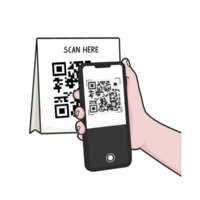 streepjescode qr scannen met telefoon transparant achtergrond png