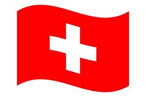 Wavy flag of Switzerland, isolated on transparent background. Swiss flag vector