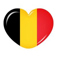 Heart icon in the colors of the Belgian flag, isolated on a transparent background vector
