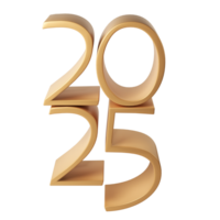 Happy New Year 2025 3D numbers. Holiday christmas gold celebration design. Premium element Illustration for poster, banner, calendar and greeting card png