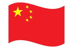 Wavy flag of China, isolated on transparent background. Chinese national flag vector