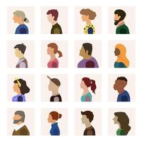 Sociology. Silhouette of a person in profile. Multinational people and different cultures. vector