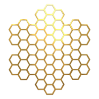 3D Golden honeycomb hexagonal wall showpiece rendering. png