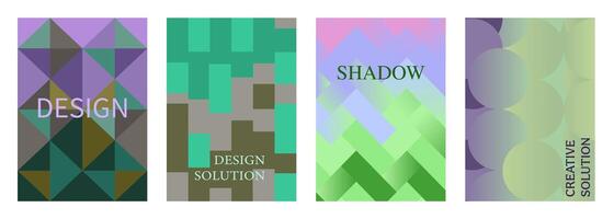 Set of simple geometric art posters with simple shape and pattern in color tones. vector