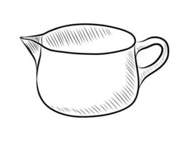 BLACK AND WHITE CONTOUR DRAWING OF A GRAVY BOAT vector
