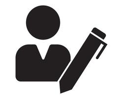 writer user icon, author icon, black author icons designed in filled, style can be used for web, mobile, ui vector