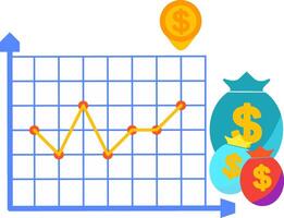 Your business graph review with several of sacks dollar money symbol vector