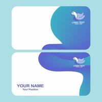 Front and back side of design bussiness card identity, with gradient wave lines ornament vector