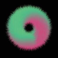 a green and pink circular shape on a black background vector