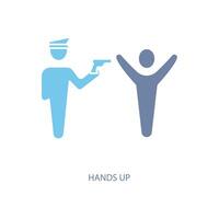 hands up concept line icon. Simple element illustration. hands up concept outline symbol design. vector