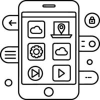 Hand draw technology sketch icon doodle set design for coloring book. Technology icon coloring pages vector