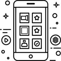 Hand draw technology sketch icon doodle set design for coloring book. Technology icon coloring pages vector