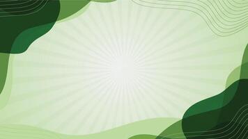 Abstract shape waves green with sunburst background vector