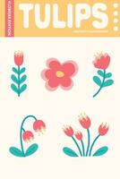 Tulips Abstract Illustration. Hand drawing flower illustration. Simple flower elements. vector