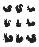 isolated silhouette squirrel animal set Free vector