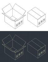 Cardboard box blueprints vector