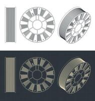 Coil for 3d printer blueprints vector