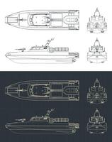 High speed patrol boat blueprints vector