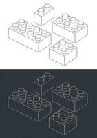 Plastic building blocks drawings vector