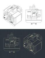 Automatic CNC milling machine blueprints vector