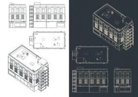 Old building blueprints vector