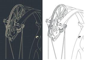 Compound bow cam close-up vector