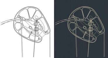 Compound bow cam blueprints vector