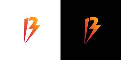 Modern and simple B Thunder logo design vector