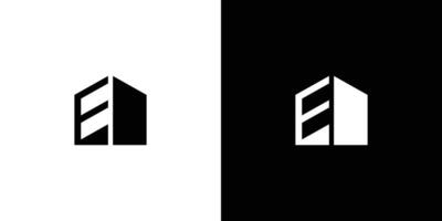 The E house logo design is unique and modern vector