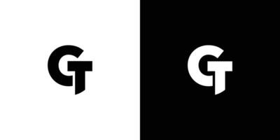 Modern and strong letter GT initials logo design vector