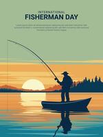 International Fisherman Day background. vector