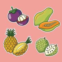 Fresh Colorful Tropical Exotic Fruits Sliced vector