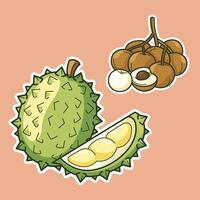 Fresh Colorful Tropical Exotic Fruits Sliced vector